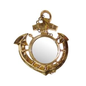 Vintage Solid Brass Ships‎ Anchor Nautical Framed Mirror